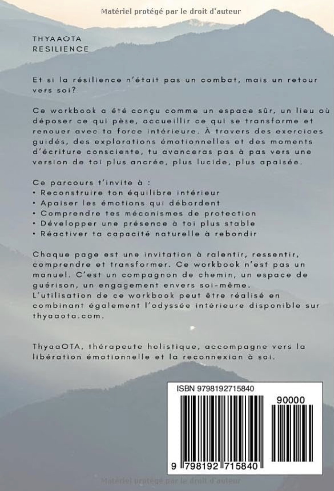 Quatrième de couverture de Workbook Résilience